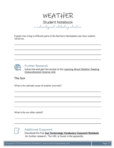 The Weather Student Notebook