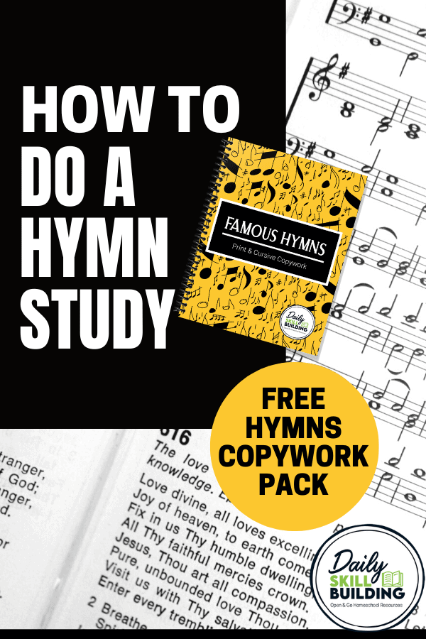 sheet music, hymn copybook, how to do a hymn study text overlay