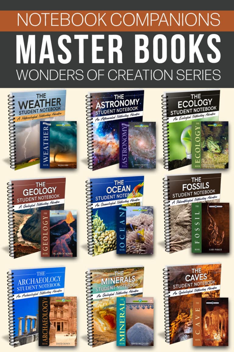 Notebook Companions MASter Books Wonders of Creation Series - pictures of spiral notebooks and hardback books