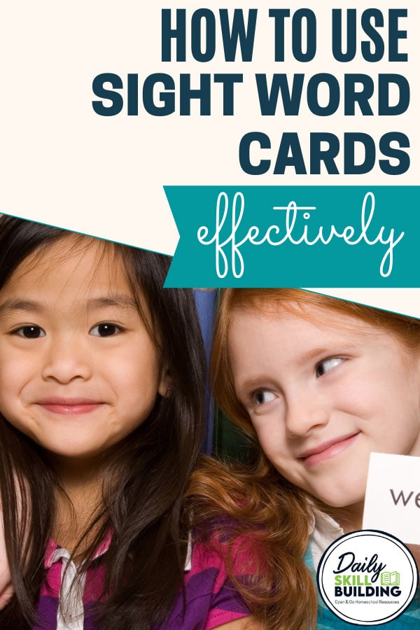 How to use Sight Word Cards Effectively - a Picture of two girls holding word flashcards