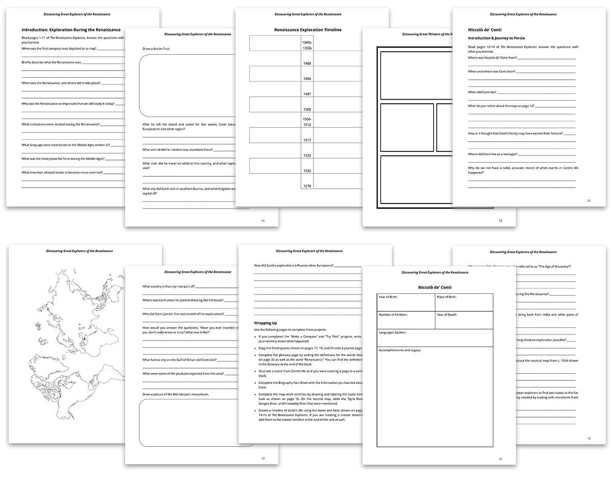 Discovering Great Explorers of the Renaissance notebooking pages