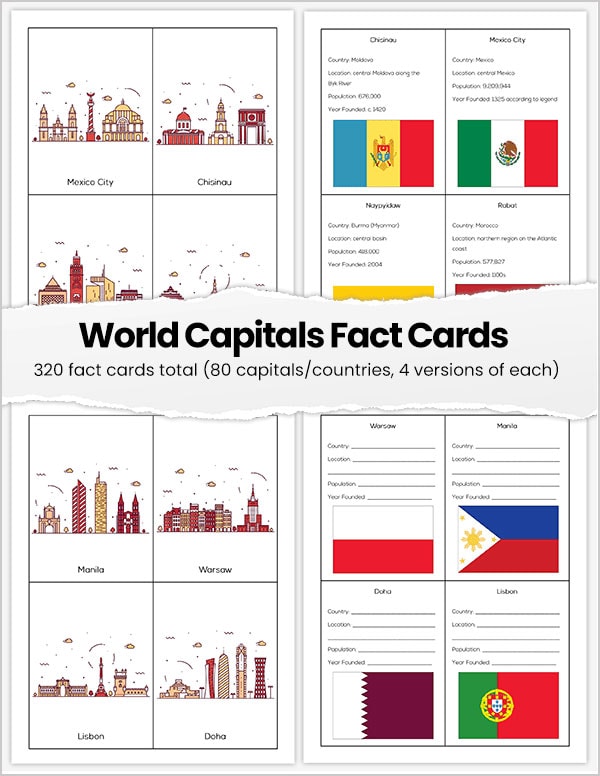 World Capitals Fact Cards