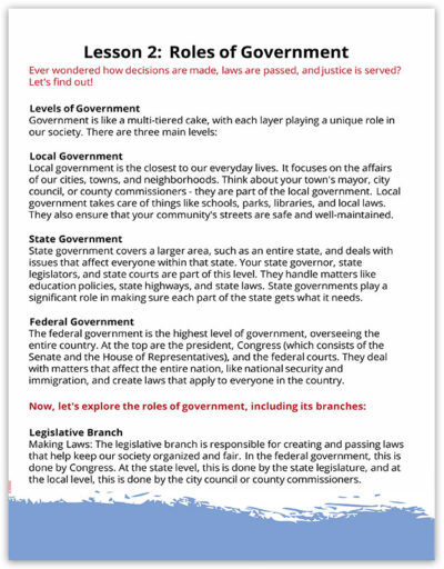 Electing The Leader: Sample Unit Study Page
