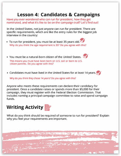 Electing The Leader: Sample Unit Study Page