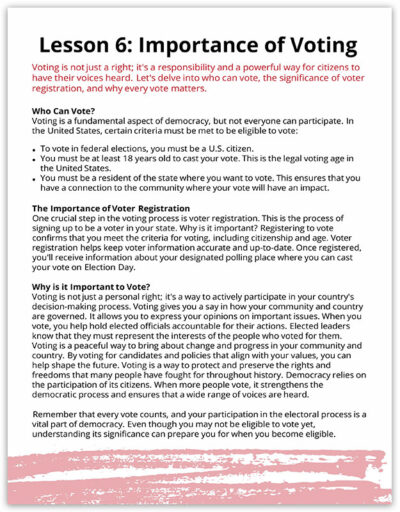 Electing The Leader: Sample Unit Study Page