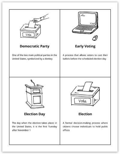 Election Terminology Vocabulary Cards Sample