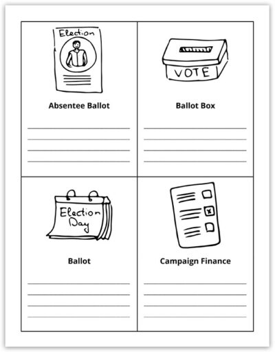 Election Terminology Vocabulary Cards Sample