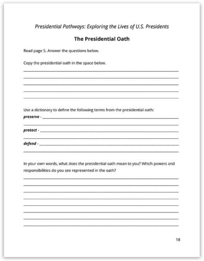Presidential Pathways Sample Notebooking Page